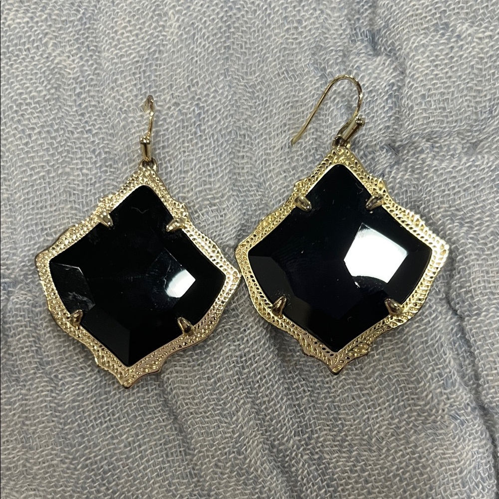 Kendra Scott Black and Gold Geometric Earrings